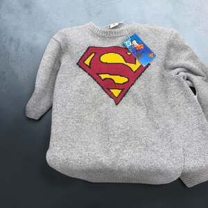 Lucky Brand DC Comics Superman Logo Heather Gray Knit Crewneck Sweater